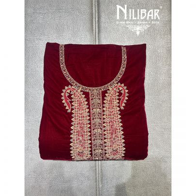Maroon Velvet Unstitched Suit