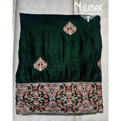 Bottle Green Velvet Unstitched Suit