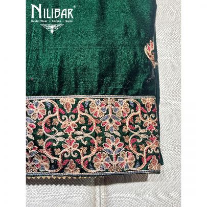 Bottle Green Velvet Unstitched Suit
