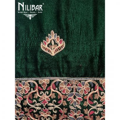 Bottle Green Velvet Unstitched Suit
