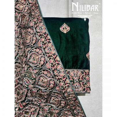 Bottle Green Velvet Unstitched Suit
