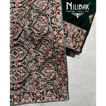 Bottle Green Velvet Unstitched Suit