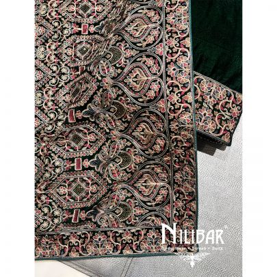 Bottle Green Velvet Unstitched Suit