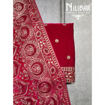Hot Pink Velvet Unstitched Suit