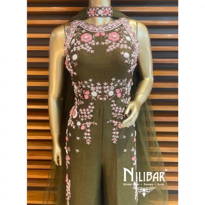 Mehandi Green Silk Jumpsuit