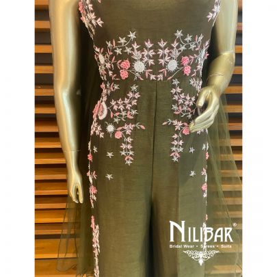 Mehandi Green Silk Jumpsuit