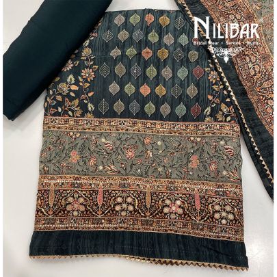 Green Crepe Unstitched Suit