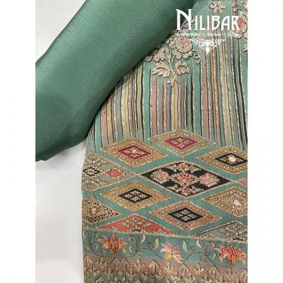 Sea Green Crepe Unstitched Suit
