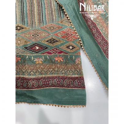 Sea Green Crepe Unstitched Suit