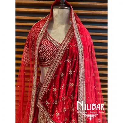 Red Velvet Heavy Lehenga