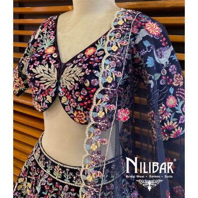 Blue Velvet Heavy Lehenga