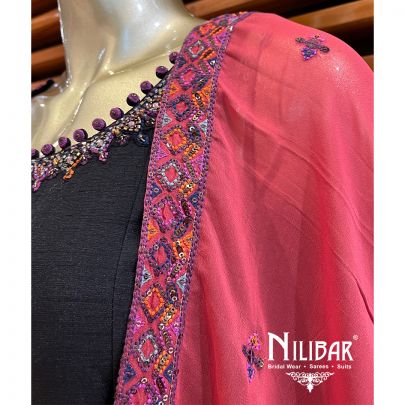 Black Silk Anarkali Suit Set