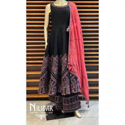 Black Silk Anarkali Suit Set
