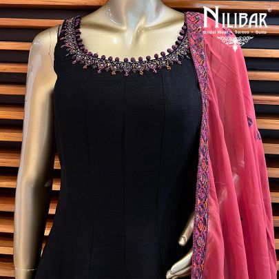 Black Silk Anarkali Suit Set
