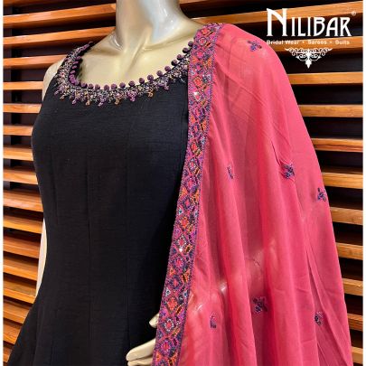 Black Silk Anarkali Suit Set