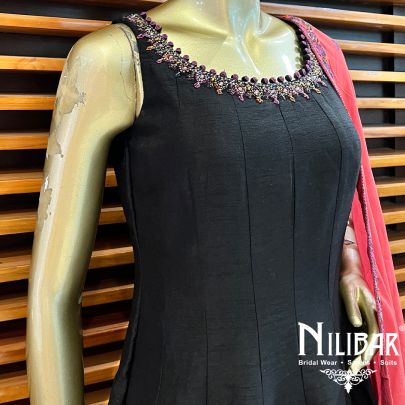 Black Silk Anarkali Suit Set