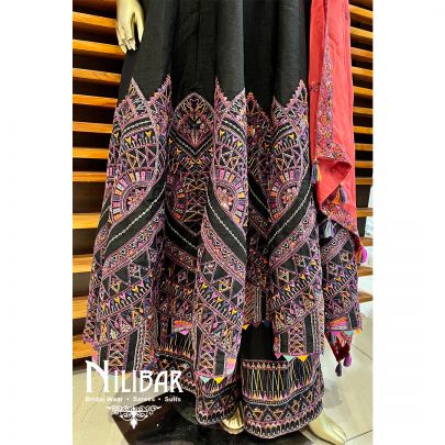 Black Silk Anarkali Suit Set