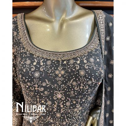 Seal Grey Georgette Anarkali Suit Set