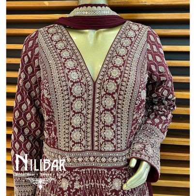 Maroon Silk Anarkali Suit Set