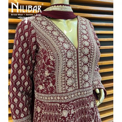 Maroon Silk Anarkali Suit Set