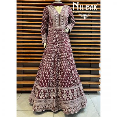 Maroon Silk Anarkali Suit Set