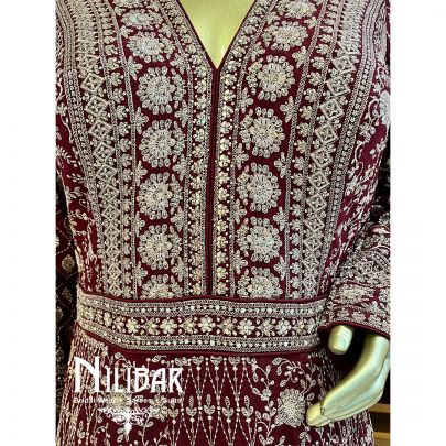 Maroon Silk Anarkali Suit Set