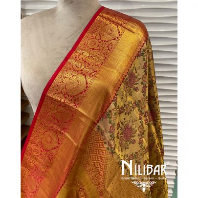 Gold And Pink Kanjeevaram Silk Dupatta