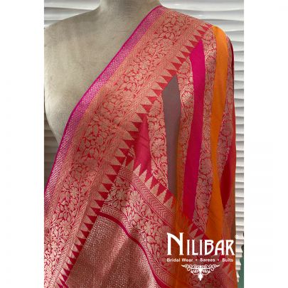 Bright Pink Jamdani Silk Dupatta