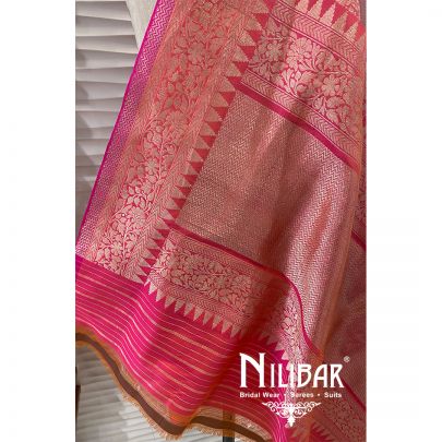 Bright Pink Jamdani Silk Dupatta