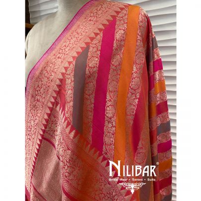 Bright Pink Jamdani Silk Dupatta