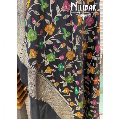 Black Jamdani Silk Dupatta