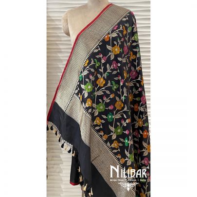 Black Jamdani Silk Dupatta
