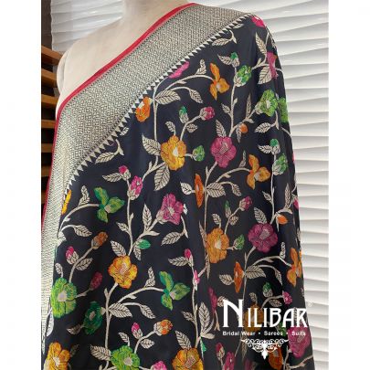 Black Jamdani Silk Dupatta