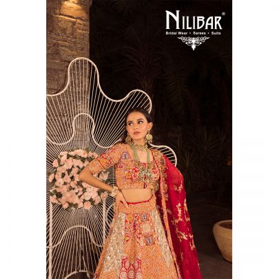 Strawberry Red Silk Bridal Lehenga