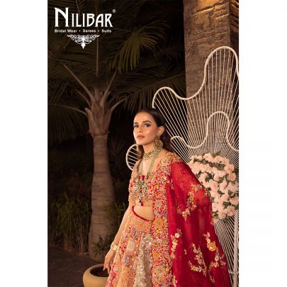 Strawberry Red Silk Bridal Lehenga