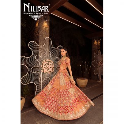 Strawberry Red Silk Bridal Lehenga
