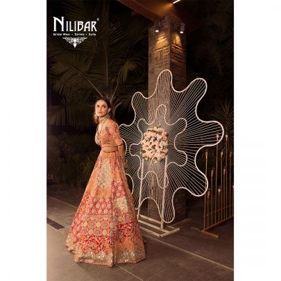 Strawberry Red Silk Bridal Lehenga