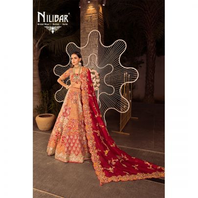 Strawberry Red Silk Bridal Lehenga