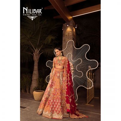 Strawberry Red Silk Bridal Lehenga
