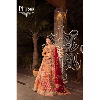 Strawberry Red Silk Bridal Lehenga