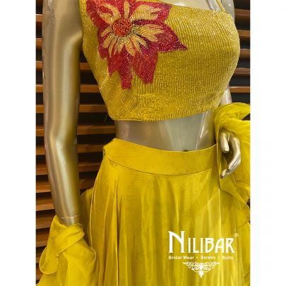 Apple Green Crepe Printed Lehenga