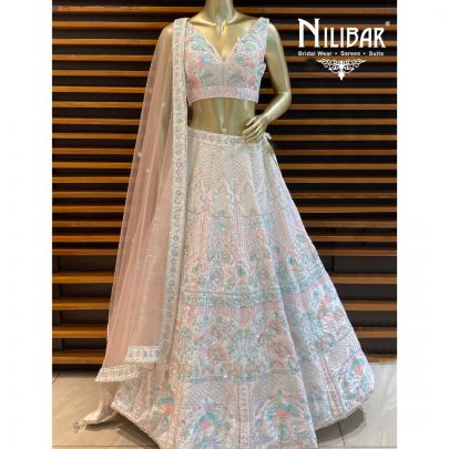 White Silk Lehenga