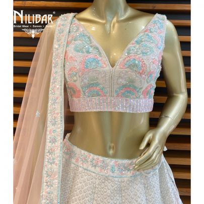 White Silk Lehenga