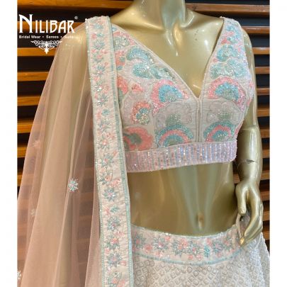 White Silk Lehenga