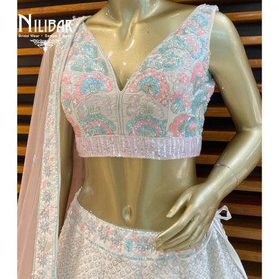 White Silk Lehenga