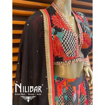 Black Crepe Printed Lehenga