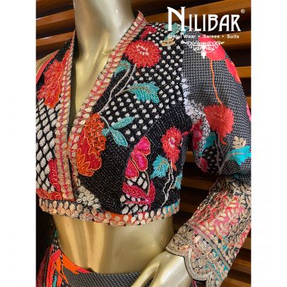 Black Crepe Printed Lehenga