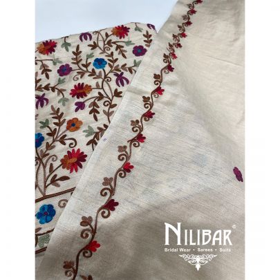 Cream Pashmina Unstitched Suit