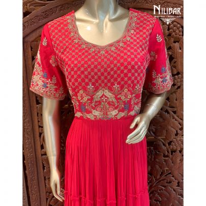 Amaranth Red Georgette Anarkali