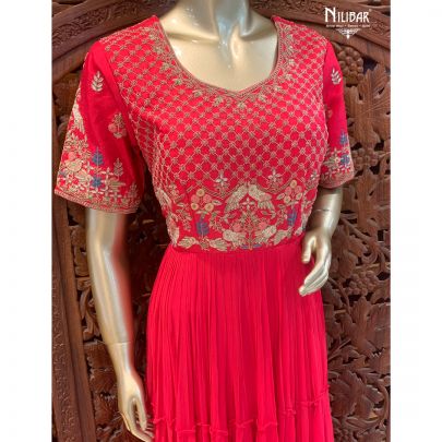 Amaranth Red Georgette Anarkali